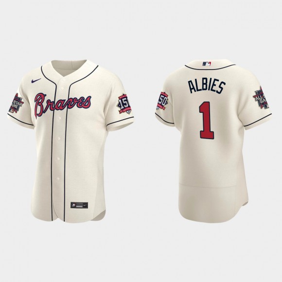 Ozzie Albies Braves Cream 2021 MLB All-Star Jersey