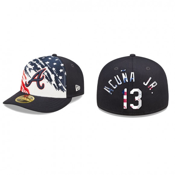 Ronald Acuna Jr. Atlanta Braves Navy 2022 4th of July Independence Day Low Profile 59FIFTY Fitted Hat