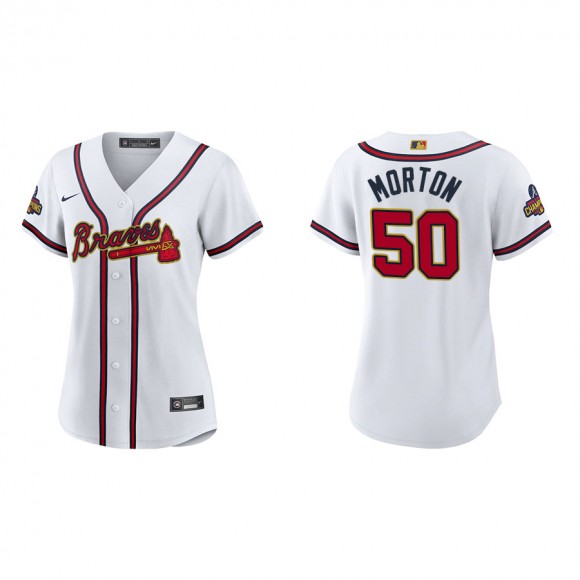 Women's Atlanta Braves Charlie Morton White 2022 Gold Program Replica Jersey