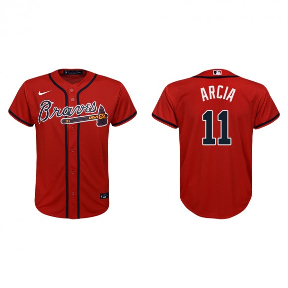 Youth Atlanta Braves Orlando Arcia Red Replica Alternate Jersey