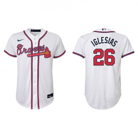 Youth Atlanta Braves Raisel Iglesias White Replica Home Jersey