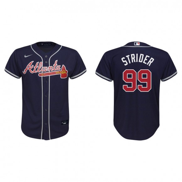 Youth Atlanta Braves Spencer Strider Navy Replica Alternate Jersey